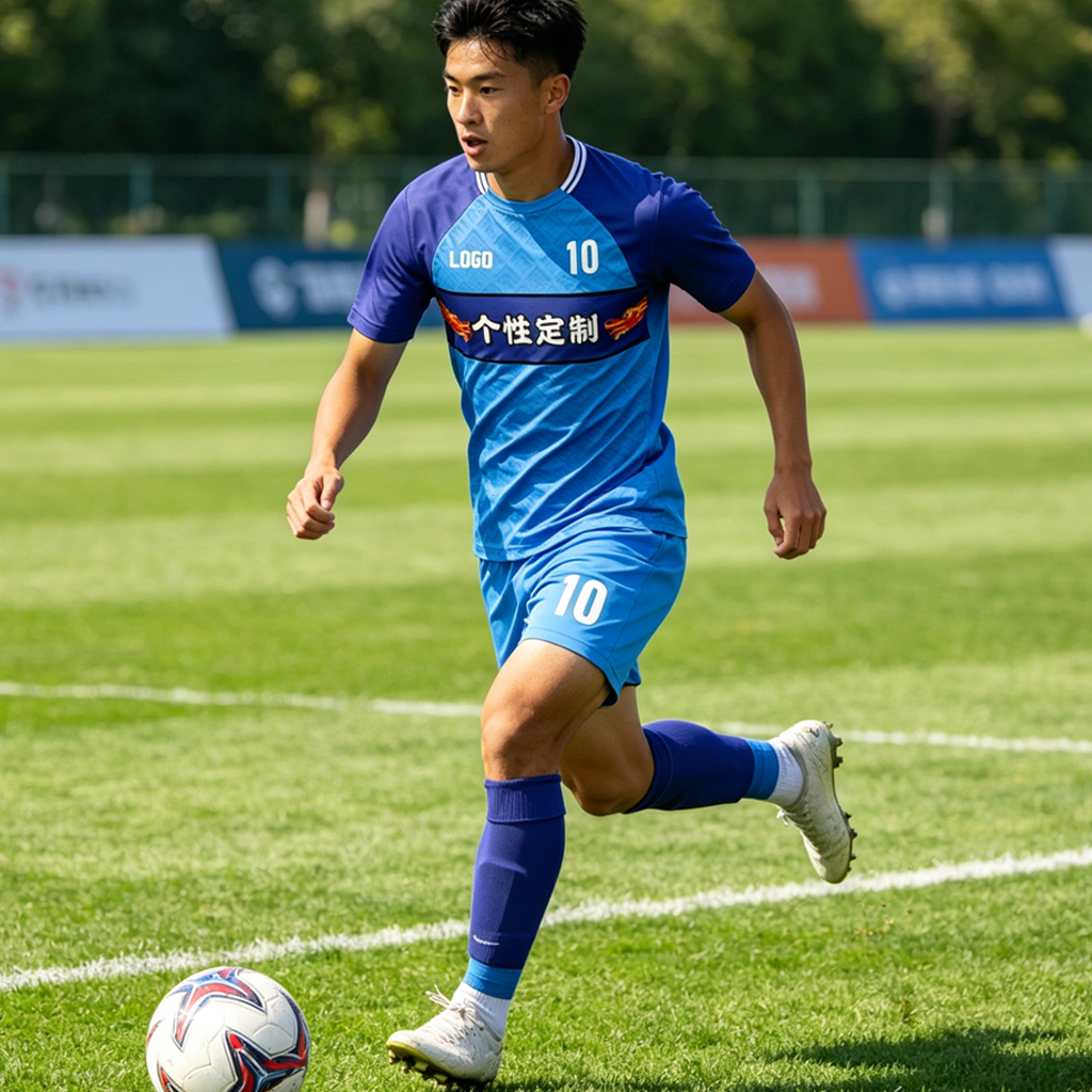 Blue Dragon Pattern Soccer Jersey Shorts Set Custom Name Number Breathable Quick Dry Football Training Uniform For Men Youth - view 3