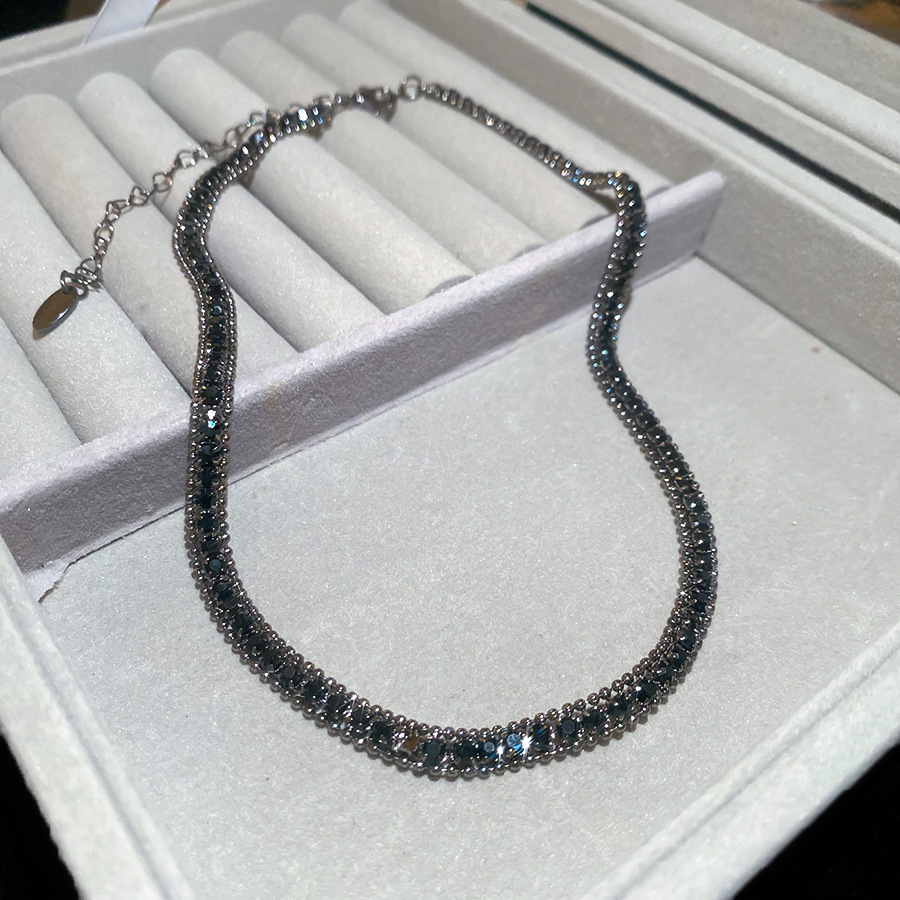 Europea America cross-border ultra-shiy diamod-ecrusted square ecklace, light luxury high-ed clavicle chai with a simple ad fashioable desig for - view 5