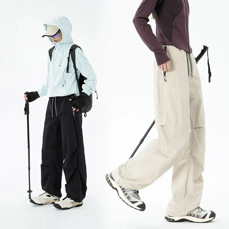 Women Hiking Pant Autumn Outdoor Sports Waterproof Paratrooper Pants Elastic Waist Camping Trousers Solid Cycling Fishing 260506