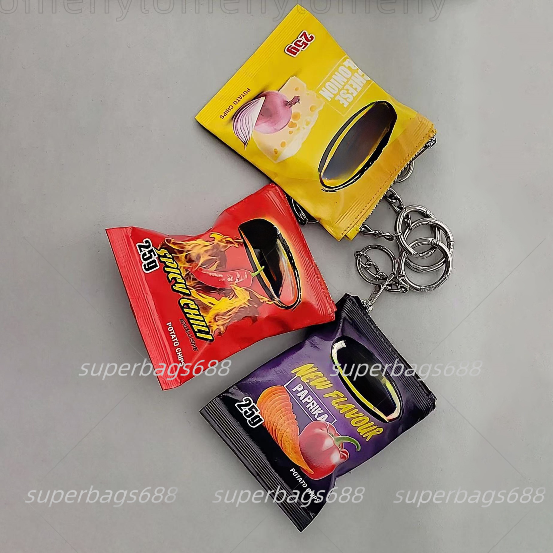 Keychain Charm designer Keychain funny potato chips phone holder pouch women men mini cartoon women handbag cute wallet Keychains