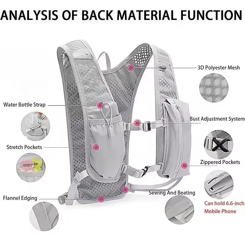 Breathable Hydration Vest Ultra-light Multiple Pocket Cycling Running Jogging Marathon Backpack Water Pack Backpack Climbing Bag 260506