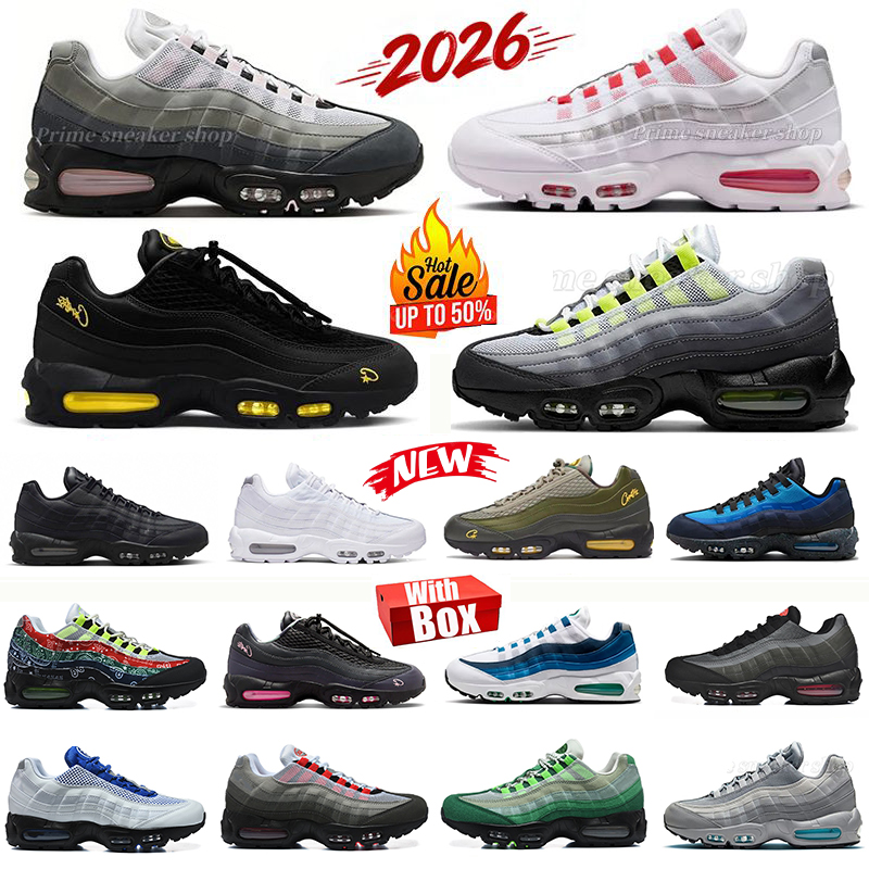95s 95 Designer shoes with box Big Bubble Pink Foam Blue Tint Foam Tour Yellow Aegean Storm Neon Triple Black White shoes men shoes Running Shoes sneaker