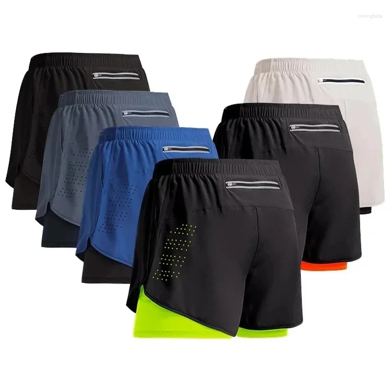 Men's Shorts Sports Running Wear 2-in-1 Double-layer Beach Summer Gym Fitness Training Jogging