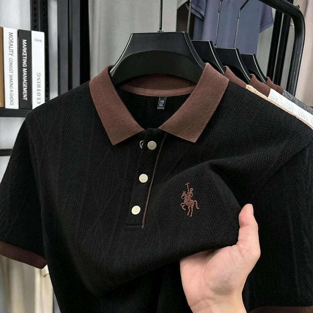 Luxury Brand Designer Clothes 2026 Summer New Arrival Men Knitted Top Middle-Aged Korean Version Business Daily Lapel Embroidery Sweater for Men