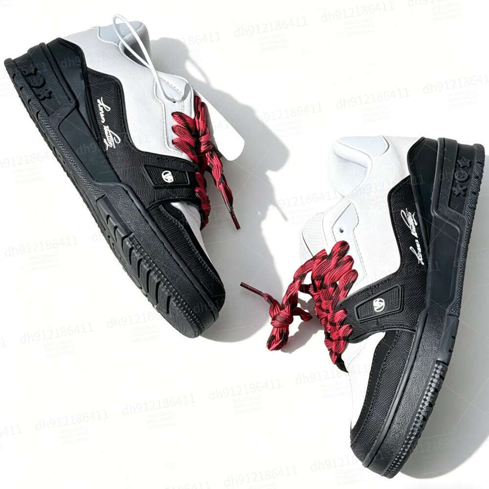 VUTITDN Retro Black & White Casual Sneakers with Red Accents, Sporty Low-Top Shoes for Everyday Style dh912186411