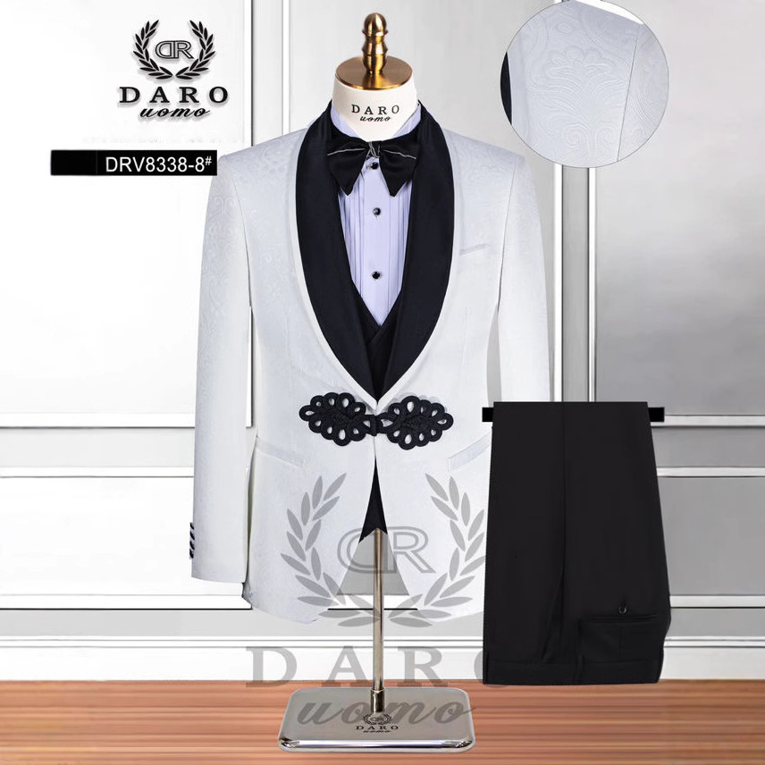 Black Pattern Mens Suit 2-piece Wedding Groom Tuxedo Premium Tailor-made Suit for Male XS-5XL Blazer Pants 251105