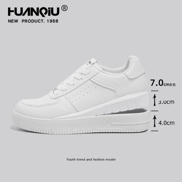 HUANQIU Free shipping luxury Premium White Leather Low-Top Sneakers