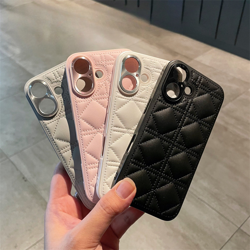 Small suitable 16PROMAX, diamond leather pattern protective case for Apple 15/14PRO