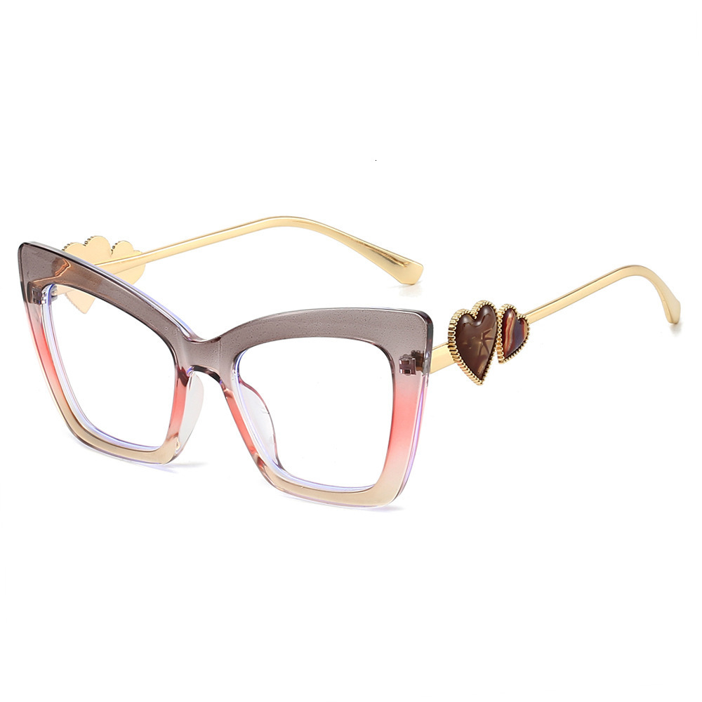 2026 New Design Anti-blue Light Glasses - Ins Gender-neutral Personalized Cat Eyeglass Frames For Beach Sunwear Trendy Heart-shaped High-grade Flat-le