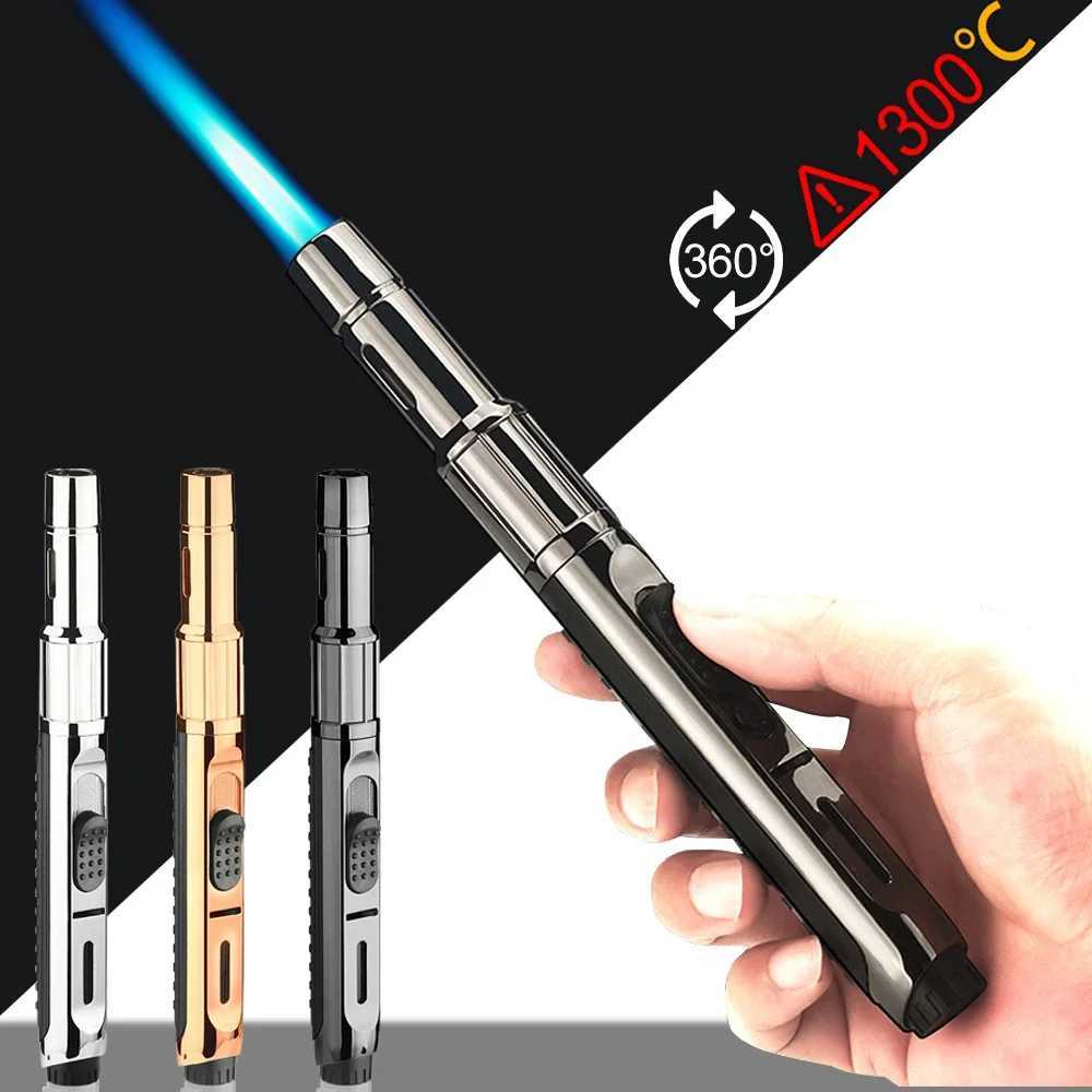 Metal Gas Lighter Straight Flame Turbo Butane Lighters Powerful Welding Torch Outdoor BBQ Spray Gun Cigarette Cigar Pipe LighterT260508