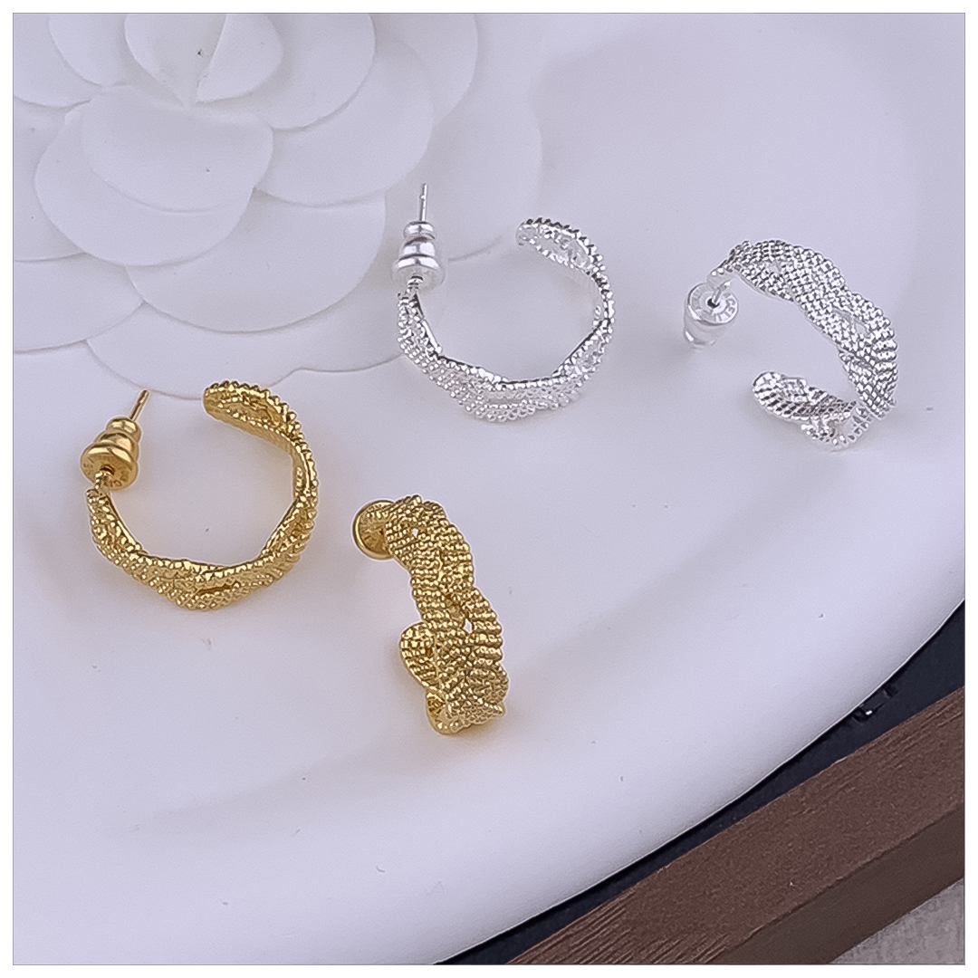 Designer Earrings Designer Earrings Women 18K Gold Plated Earring C Shape Woven Hoop Earrings Luxury Jewlery Designer for Women Elegant Free Shipping 