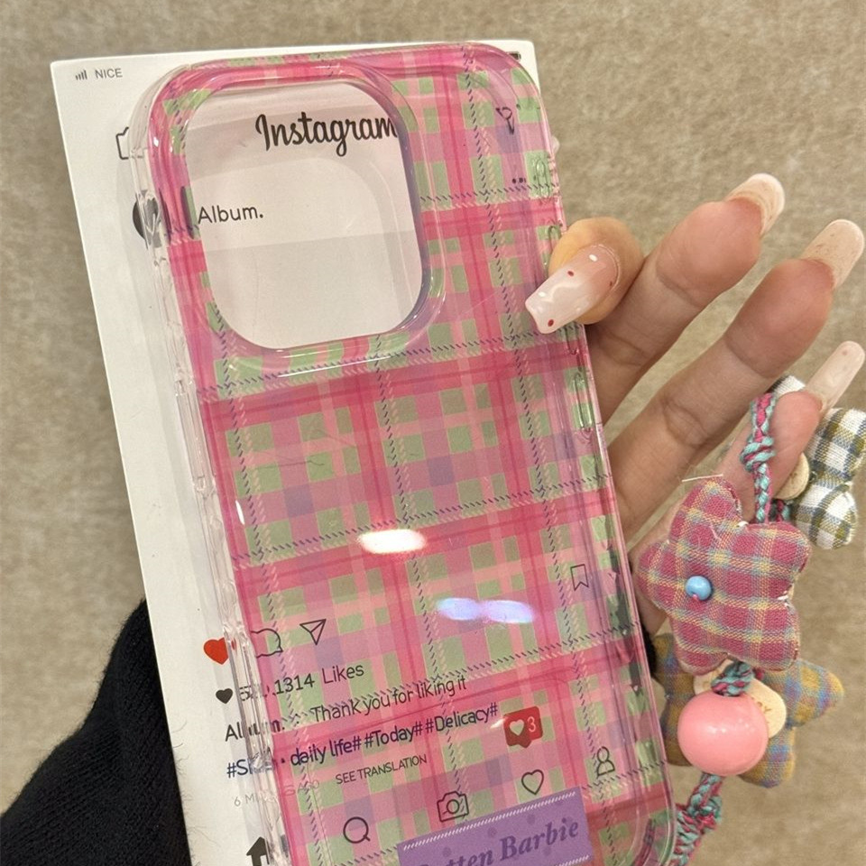 Personalized Retro English Plaid Case iPhone 16 Pro Max, Apple 15 Pro, New 14, Transparent Color for 13