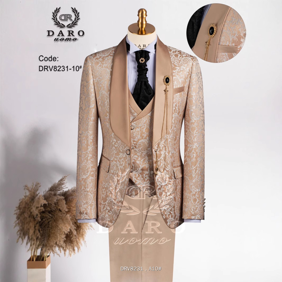 Black Pattern Mens Suit 2-piece Wedding Groom Tuxedo Premium Tailor-made Suit for Male XS-5XL Blazer Pants 251105
