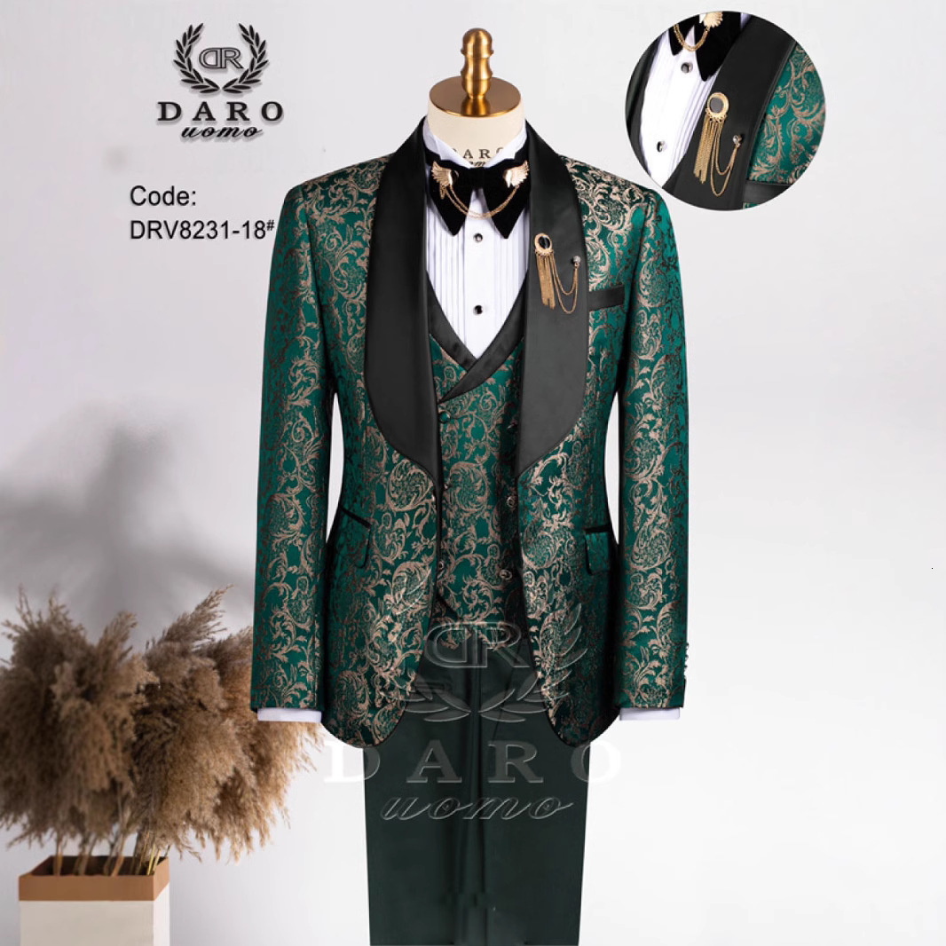 Black Pattern Mens Suit 2-piece Wedding Groom Tuxedo Premium Tailor-made Suit for Male XS-5XL Blazer Pants 251105