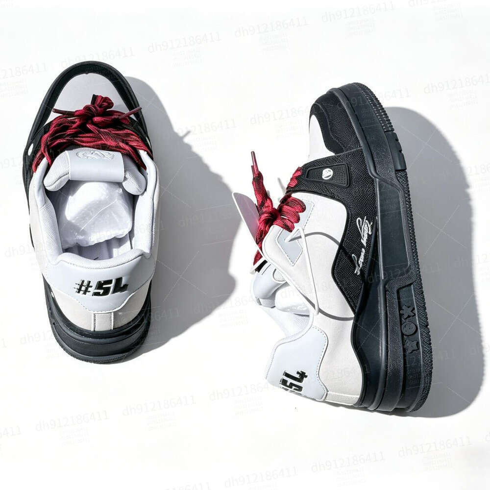 VUTITDN Retro Black & White Casual Sneakers with Red Accents, Sporty Low-Top Shoes for Everyday Style dh912186411