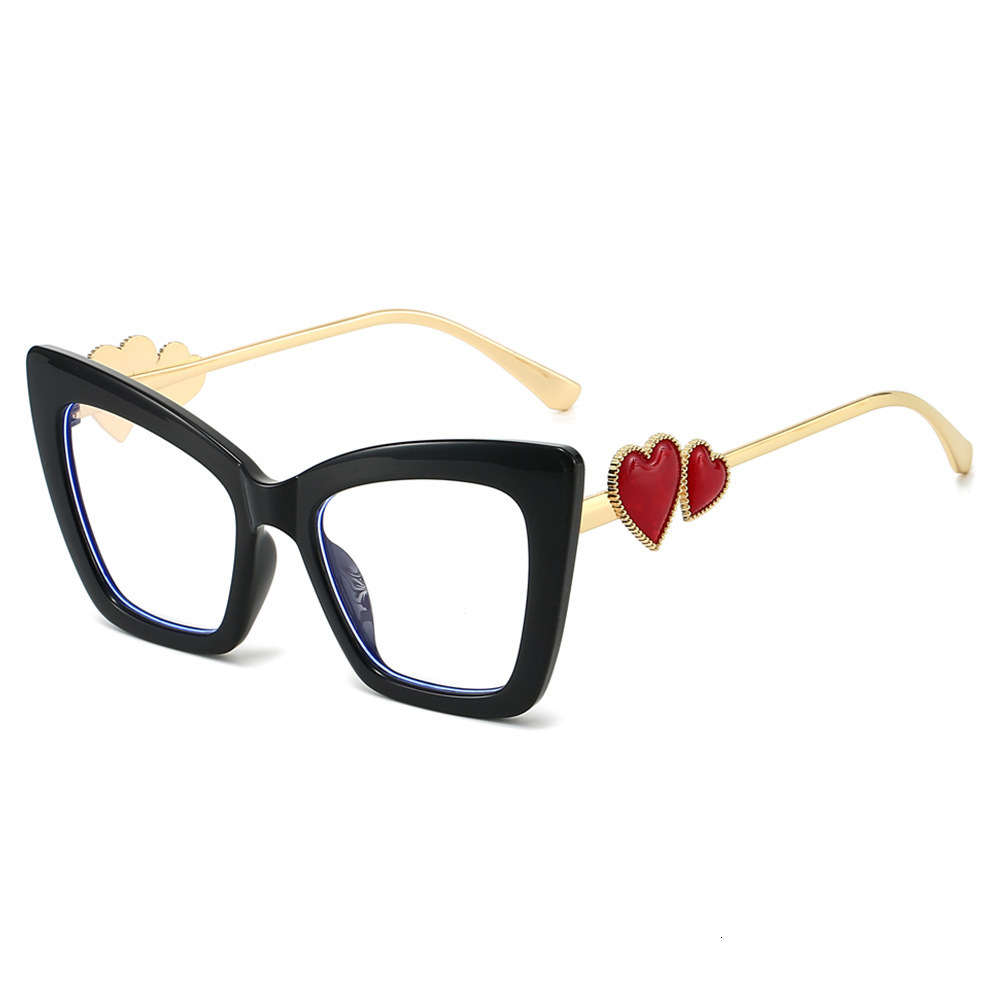 2026 New Design Anti-blue Light Glasses - Ins Gender-neutral Personalized Cat Eyeglass Frames For Beach Sunwear Trendy Heart-shaped High-grade Flat-le