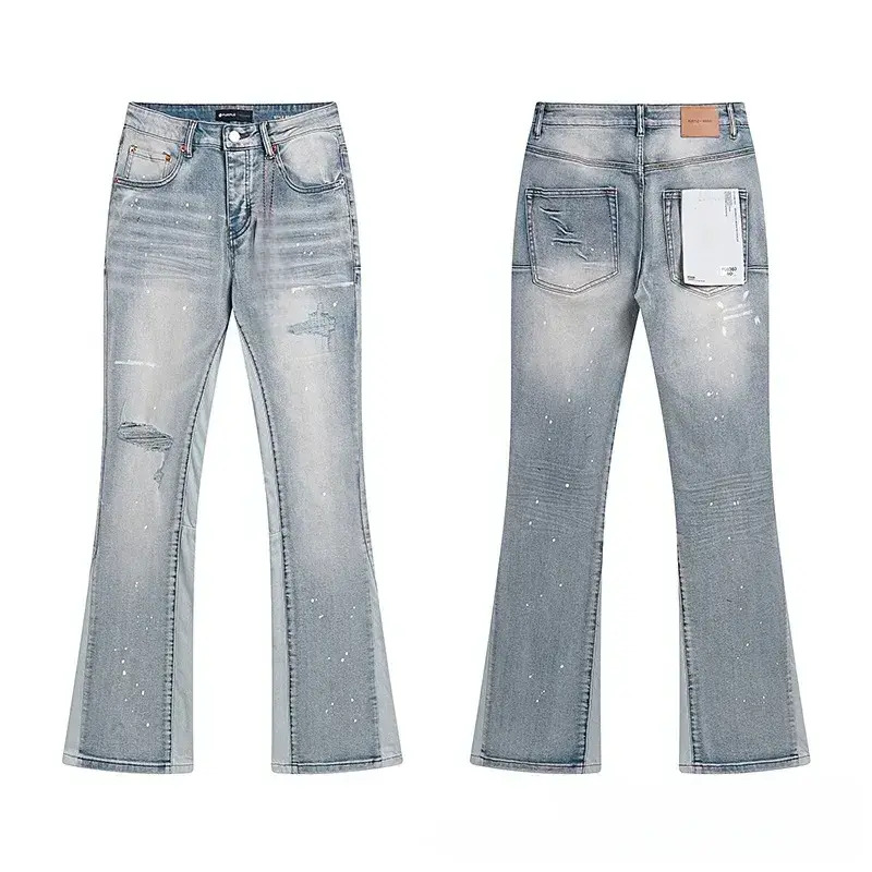 2026 New Model Mens Designer Purple Jean Fashion Ripped Joggers Baggy Wide Leg Denims For Man Black Hip Hop Distressed Flared Pants High Qualit Z26090 - view 8