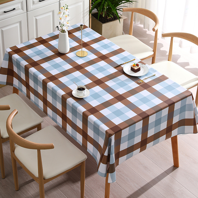 YL-38607 Custom Checkered Tablecloth Wholesale Waterproof Oil-proof Heat-resistant Wash-free Fresh Style Tablecloth