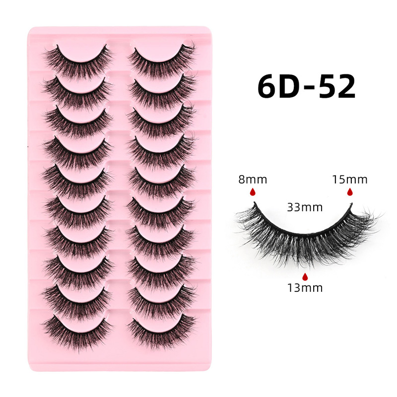 Natural Wispy Eyelash Extensions Soft Lightweight, 10 Pairs 3D Faux Mink Lashes Strip Fluffy Volume Reusable Eyelashes C Curled Easy to Apply Lash Ext