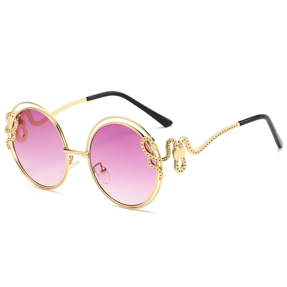 2026 New Designer Luxury Sunglasses High End Gold Round Frame Women's Outdoor Cycling Mountaineering Personalized Street Style Sunscreen And Wind