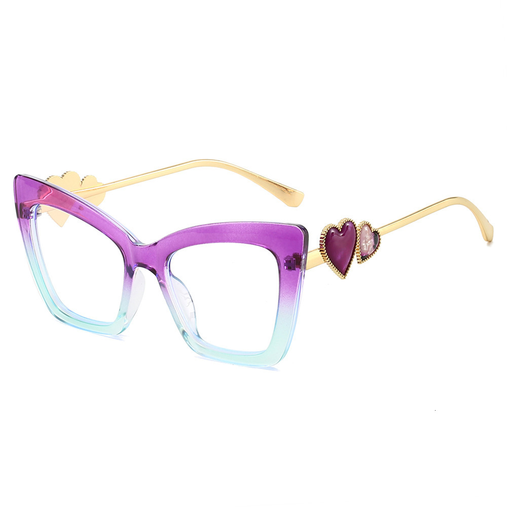2026 New Design Anti-blue Light Glasses - Ins Gender-neutral Personalized Cat Eyeglass Frames For Beach Sunwear Trendy Heart-shaped High-grade Flat-le