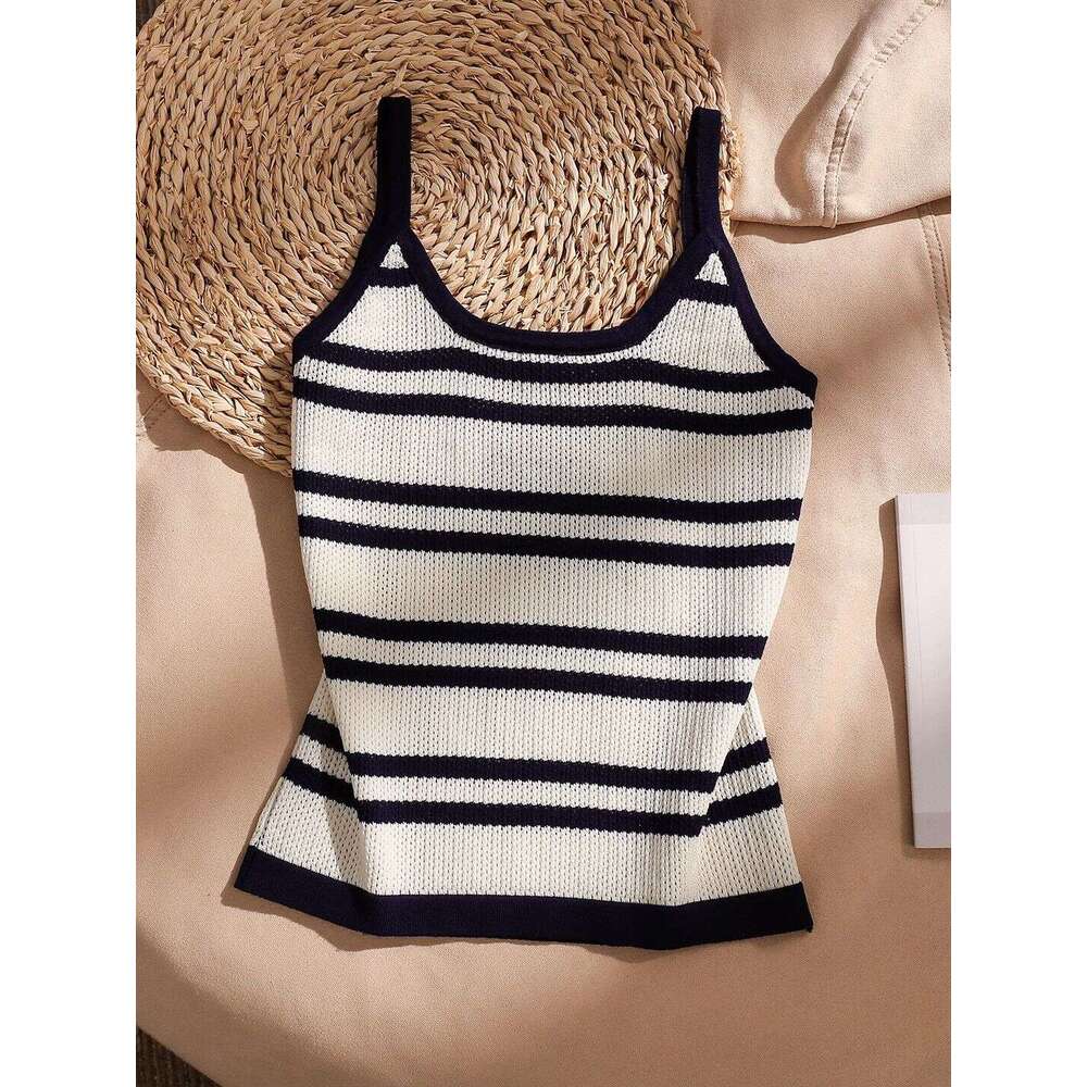 French-Style Retro Striped Knitted Camisole Women, Suitable For Both Inner Outer Wear, Sexy And Stylish Sleeveless Top - view 4