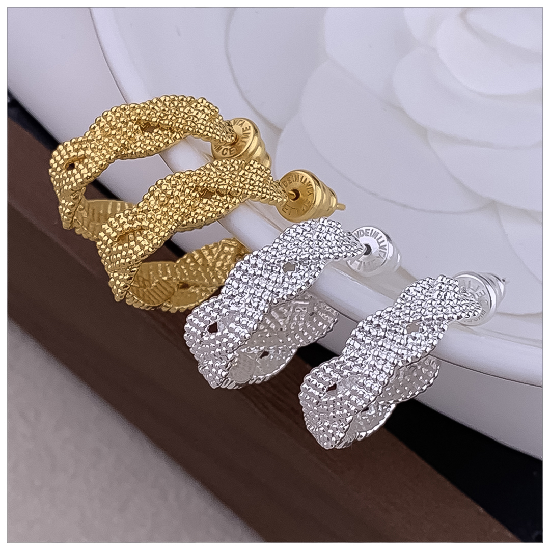 Designer Earrings Designer Earrings Women 18K Gold Plated Earring C Shape Woven Hoop Earrings Luxury Jewlery Designer for Women Elegant Free Shipping 