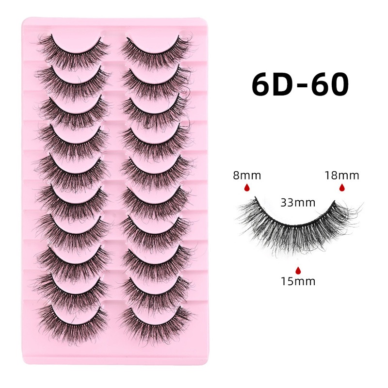 Natural Wispy Eyelash Extensions Soft Lightweight, 10 Pairs 3D Faux Mink Lashes Strip Fluffy Volume Reusable Eyelashes C Curled Easy to Apply Lash Ext