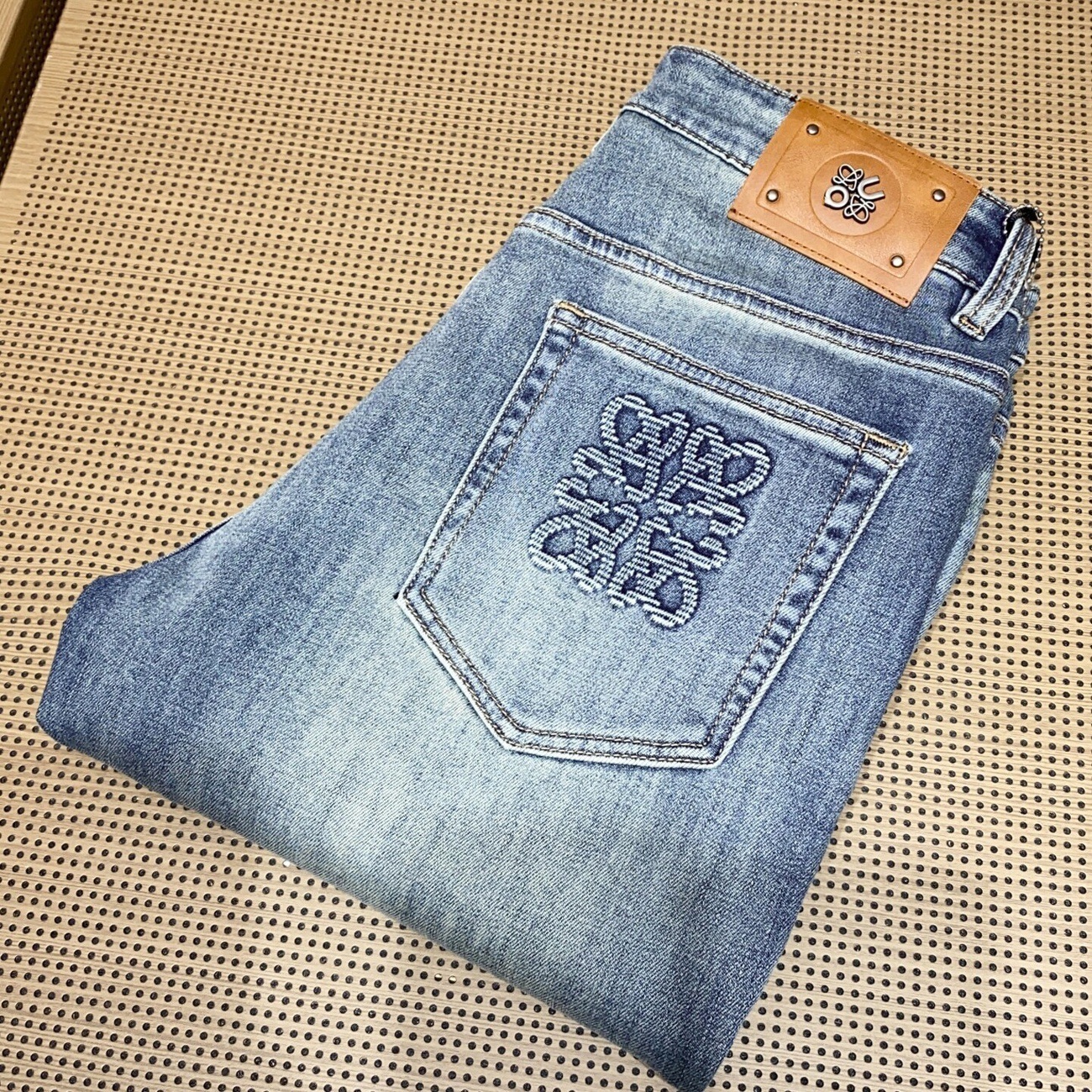 Men's high-end cropped pants, Korean-style washed slim straight jeans, European designer brand style