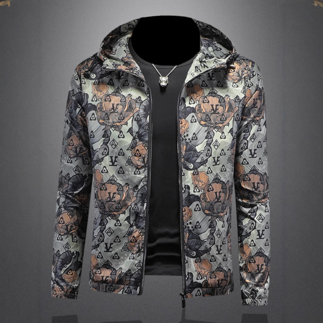 European Fashion Casual Hooded Jacket 2026 Spring New Large Size Designer Men's Clothing