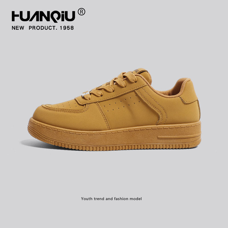 HUANQIU Free shipping luxury Premium White Leather Low-Top Sneakers