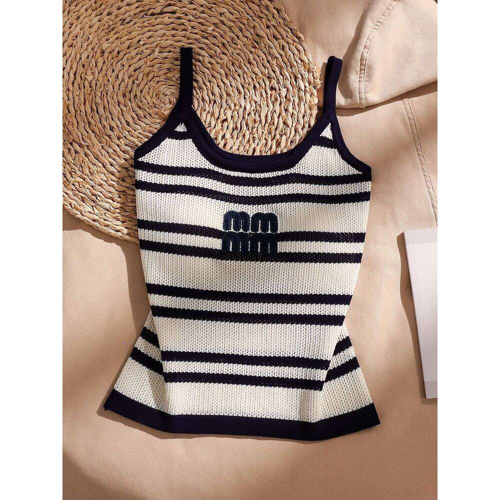 French-Style Retro Striped Knitted Camisole Women, Suitable For Both Inner Outer Wear, Sexy And Stylish Sleeveless Top - view 3