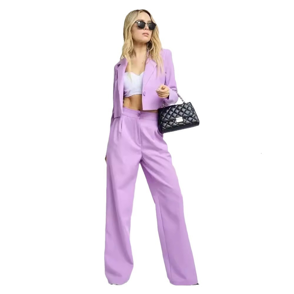 OZON Womens Clothing Autumn Fashion Casual Short Blazer Slim Fit Trousers Womens Suit