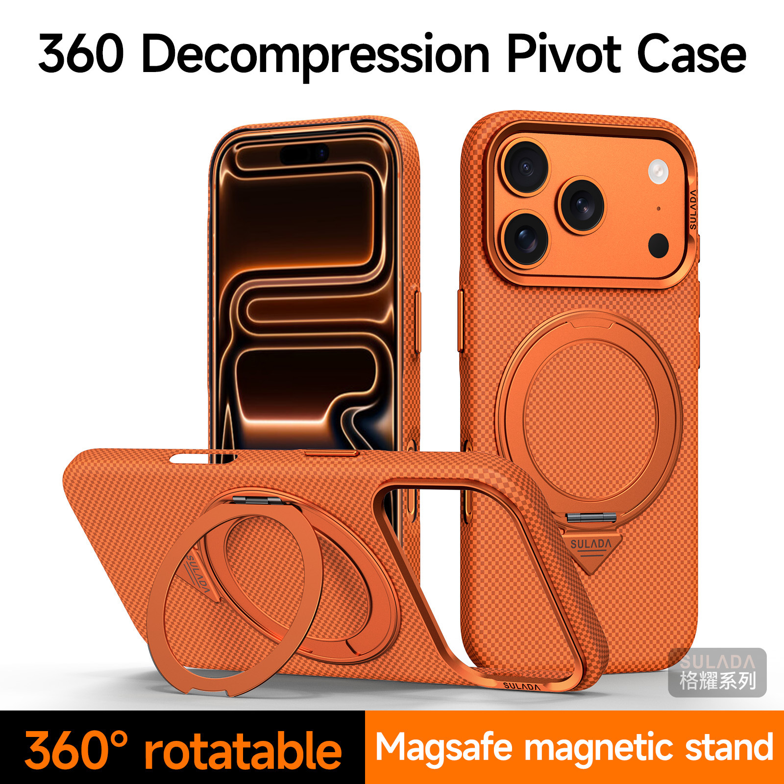 Apple Plaid Magnetic Stand Phone Case SULADA Compatible with iPhone 17 Pro Max Protective Cover PC