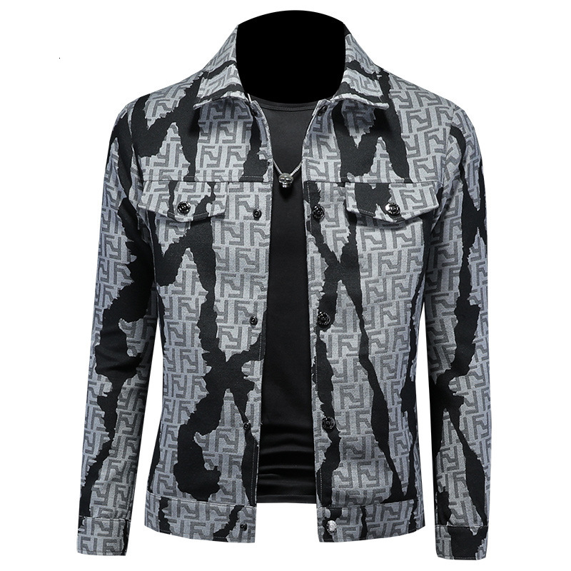 2026 Spring New Turn-Down Collar Coat Jacquard Jacket European Station Hot-Selling Big Brand Men's Fashion Trend