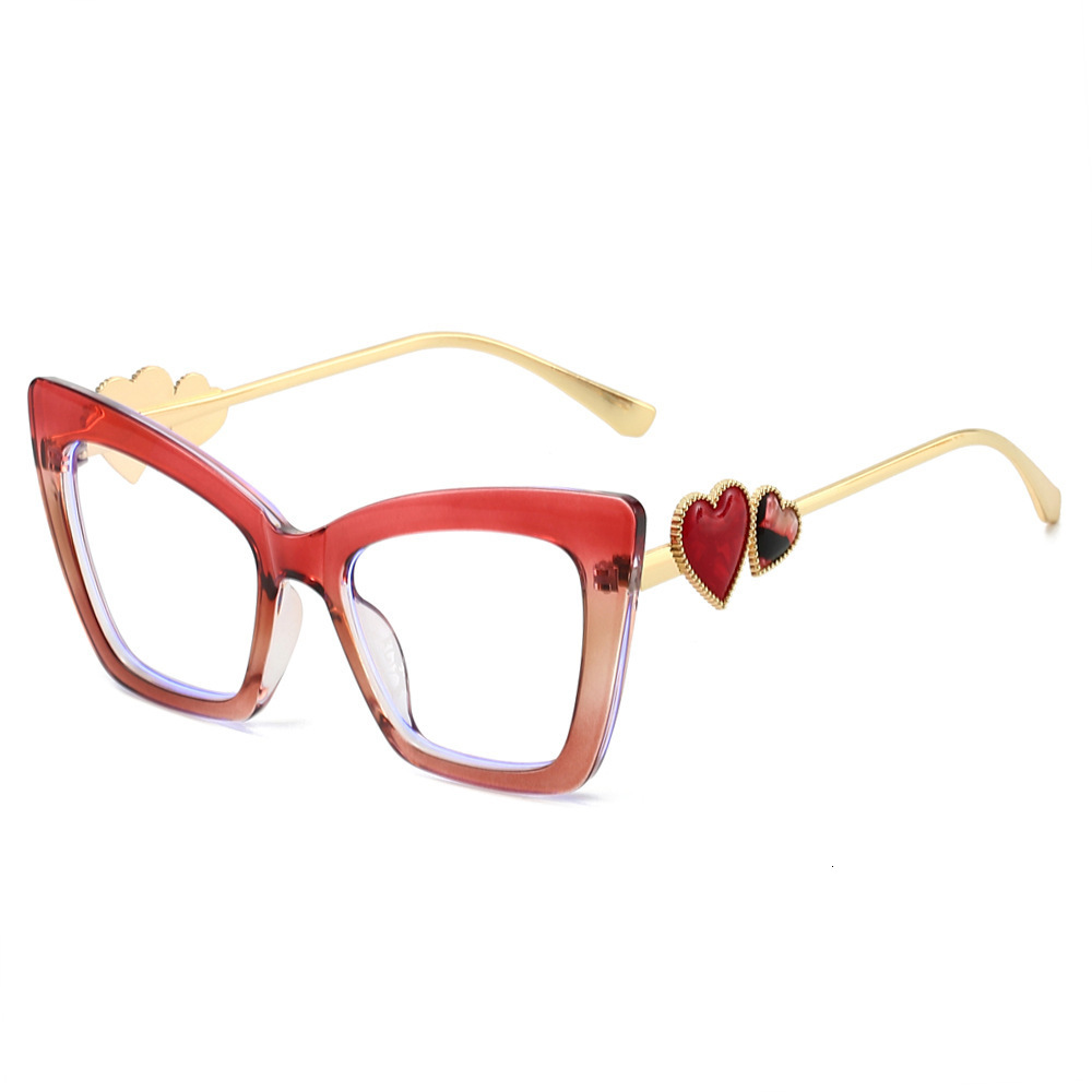 2026 New Design Anti-blue Light Glasses - Ins Gender-neutral Personalized Cat Eyeglass Frames For Beach Sunwear Trendy Heart-shaped High-grade Flat-le
