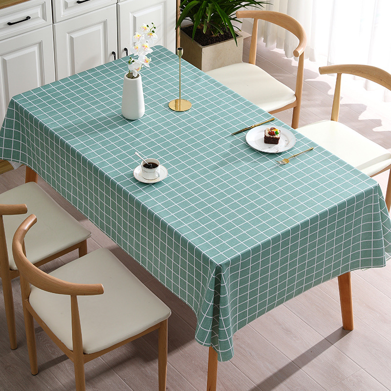 YL-38607 Custom Checkered Tablecloth Wholesale Waterproof Oil-proof Heat-resistant Wash-free Fresh Style Tablecloth