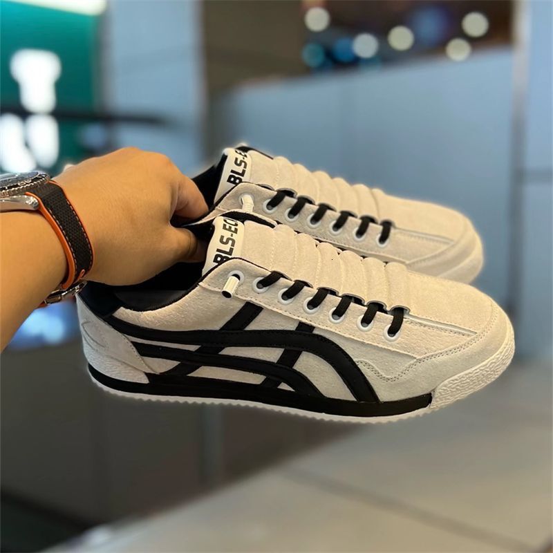 Men's Beige Black Striped Retro Casual Sneakers Lace-Up Flat Shoes Spring Summer Slip-On Trendy Versatile Sneakers Sports Casual Shoes for Men da
