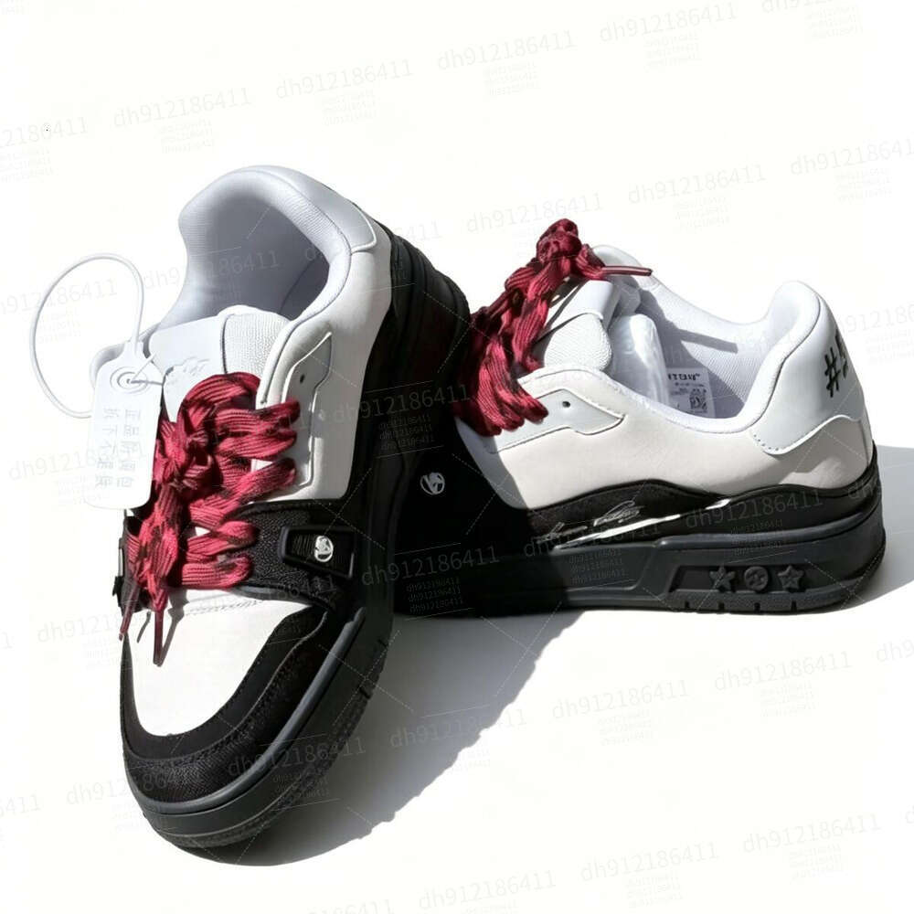 VUTITDN Retro Black & White Casual Sneakers with Red Accents, Sporty Low-Top Shoes for Everyday Style dh912186411