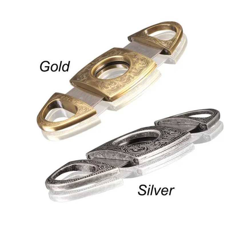 Tobacco Cigar Cutter Sharp Blade Luxury Guillotine Knife Cigar Cut Cuba Sculpture Stainless Steel Double Cut Cigar Scissor ShearT260508