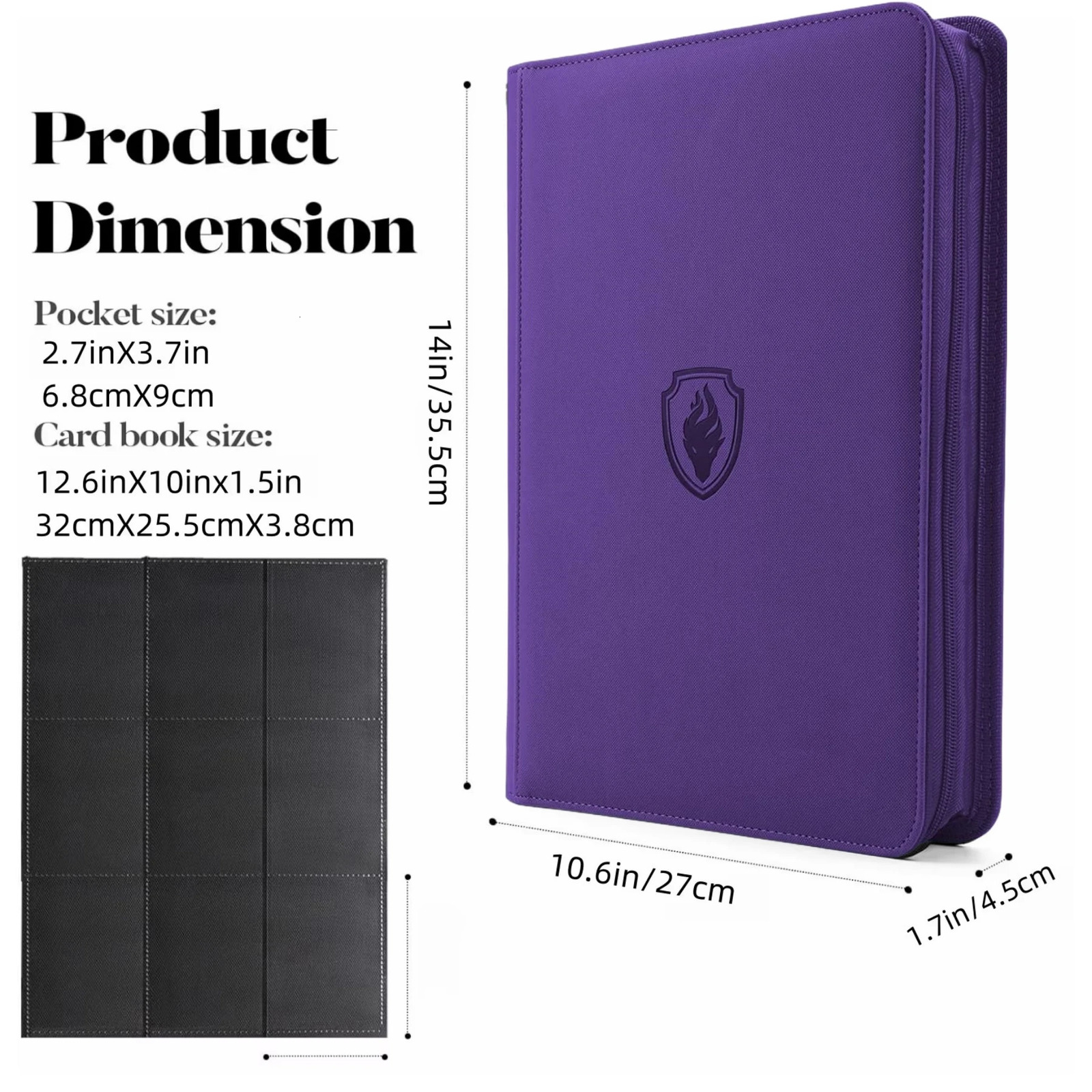 9 Pocket Zipper Card Binder 360 Trading Card Holder Book Premium PU Cover Zip Binder for Cards Durable Side Loading Card 260513