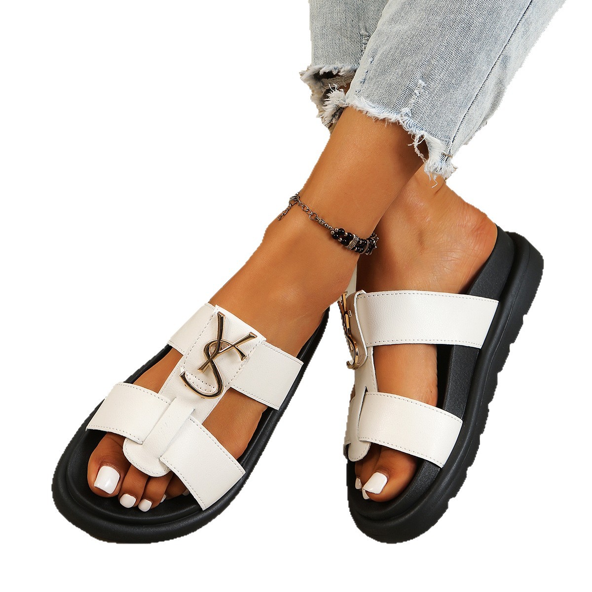 2026 designer slippers Women's Summer Anti-Slip Platform Flip Flops, Thick Sole Outdoor Beach Sandals, Trendy Vintage Style Slides