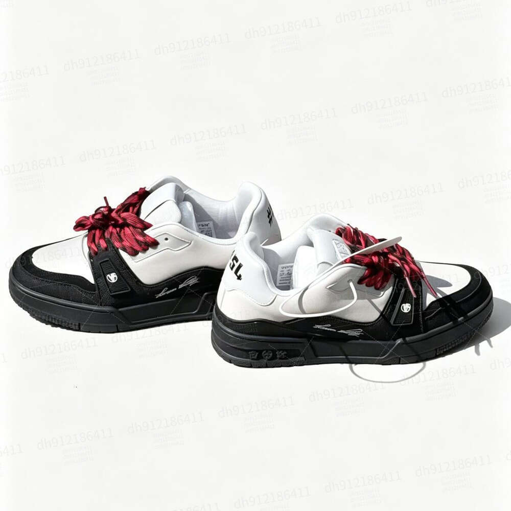 VUTITDN Retro Black & White Casual Sneakers with Red Accents, Sporty Low-Top Shoes for Everyday Style dh912186411