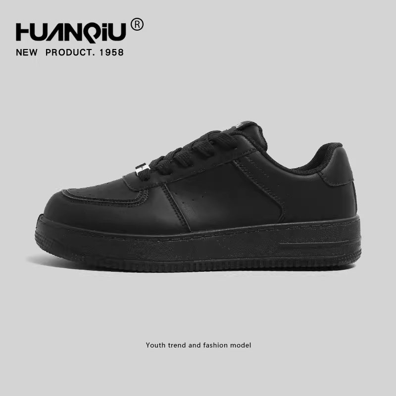 HUANQIU Free shipping luxury Premium White Leather Low-Top Sneakers