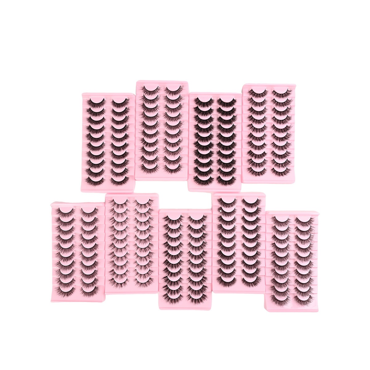 Natural Wispy Eyelash Extensions Soft Lightweight, 10 Pairs 3D Faux Mink Lashes Strip Fluffy Volume Reusable Eyelashes C Curled Easy to Apply Lash Ext