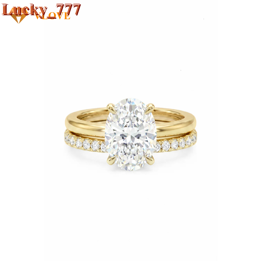 IGI GIA Certified Oval Lab Grown Diamond Engagement Ring Yellow Gold 3ct 4ct 585 Solid Gold Jewelry 14k Real Rings Bridal Sets