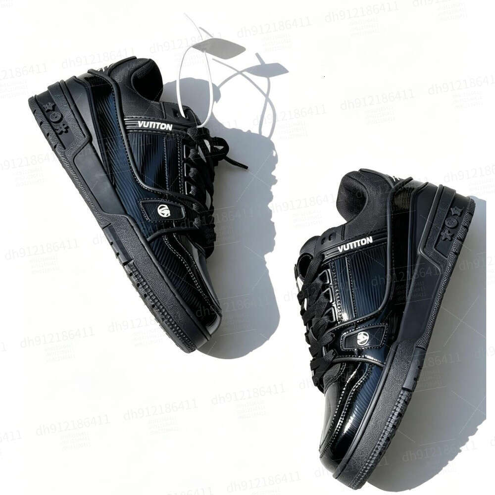 VUTITDN Black Glossy Fashion Sneakers with Logo Details, Elevate Your Casual Street Style Effortlessly dh912186411 - view 4