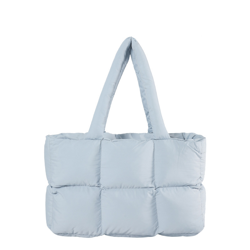 Winter Sapce Padded Large Tote Bag Women Plaid ed Handbags Fashion Ladies Down Cotton Shoulder Bags Warm 241202