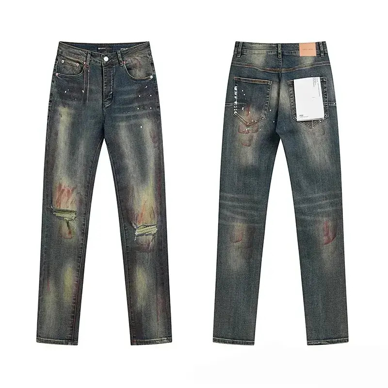 2026 New Model Mens Designer Purple Jean Fashion Ripped Joggers Baggy Wide Leg Denims For Man Black Hip Hop Distressed Flared Pants High Qualit Z26090 - view 3