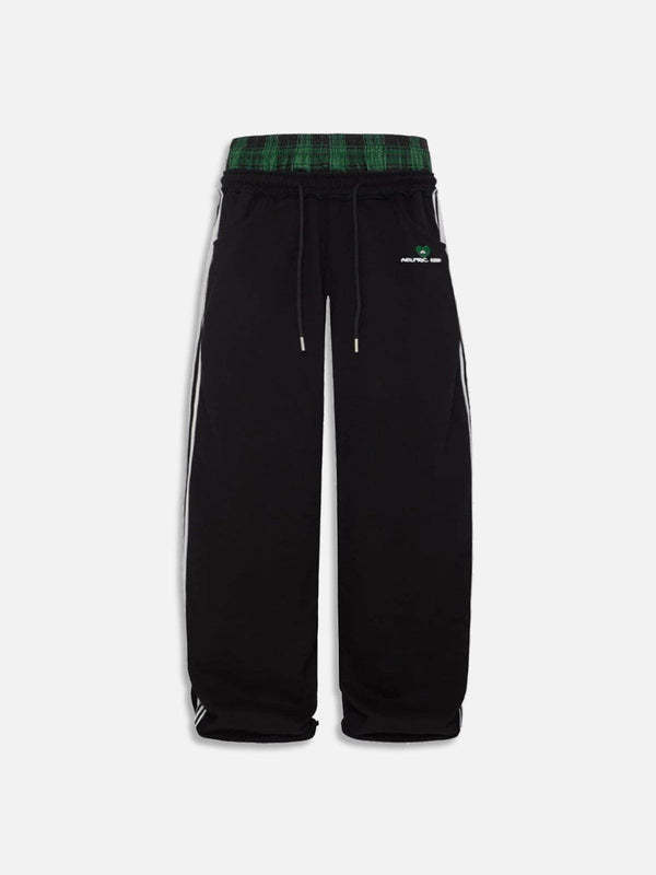 American Retro College Style Loose Fit with Double Waist Head Fake Bathroom Pants for Sports Leisure Fashion